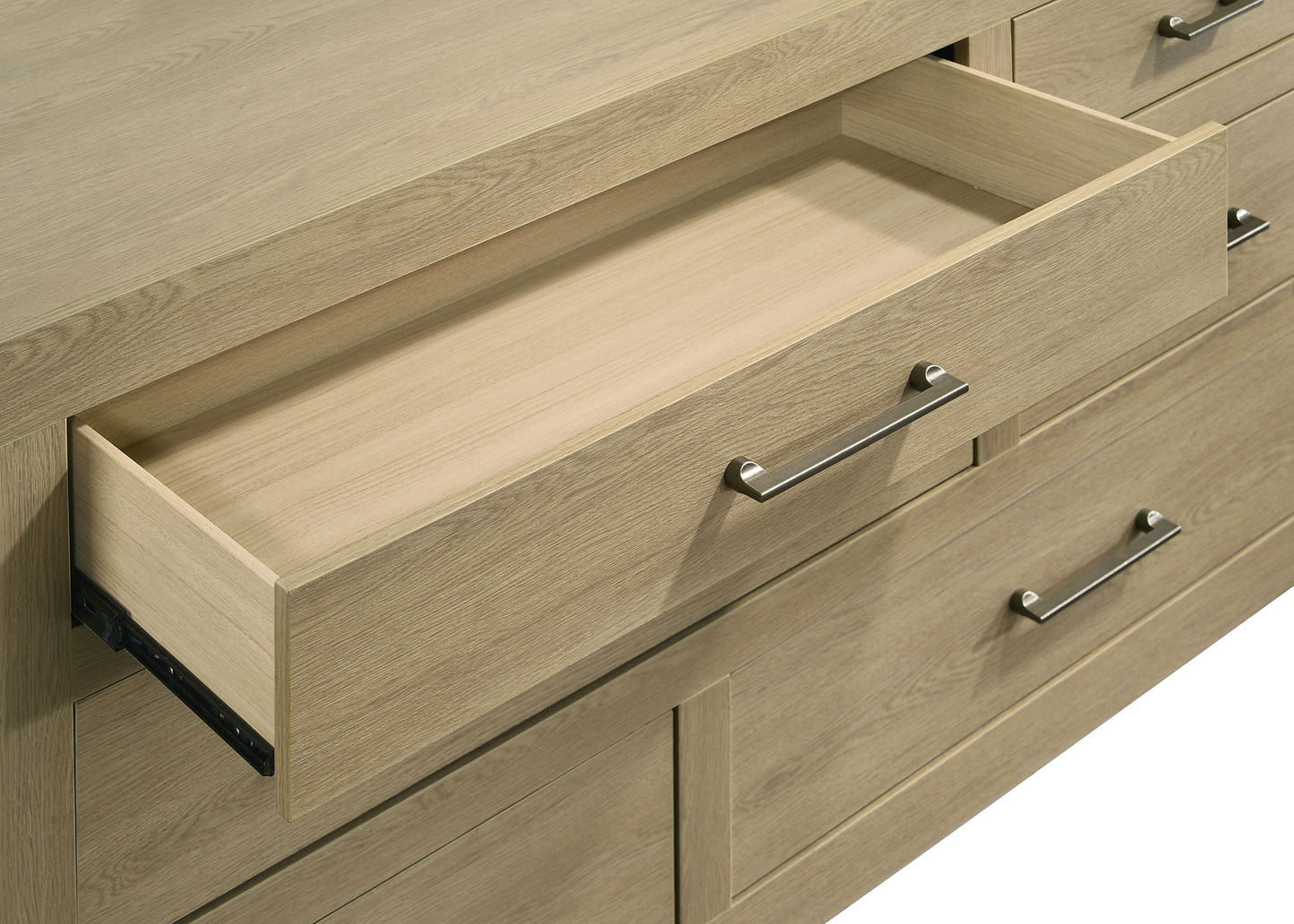 Hendricks 6-drawer Bedroom Dresser and Mirror Light Oak