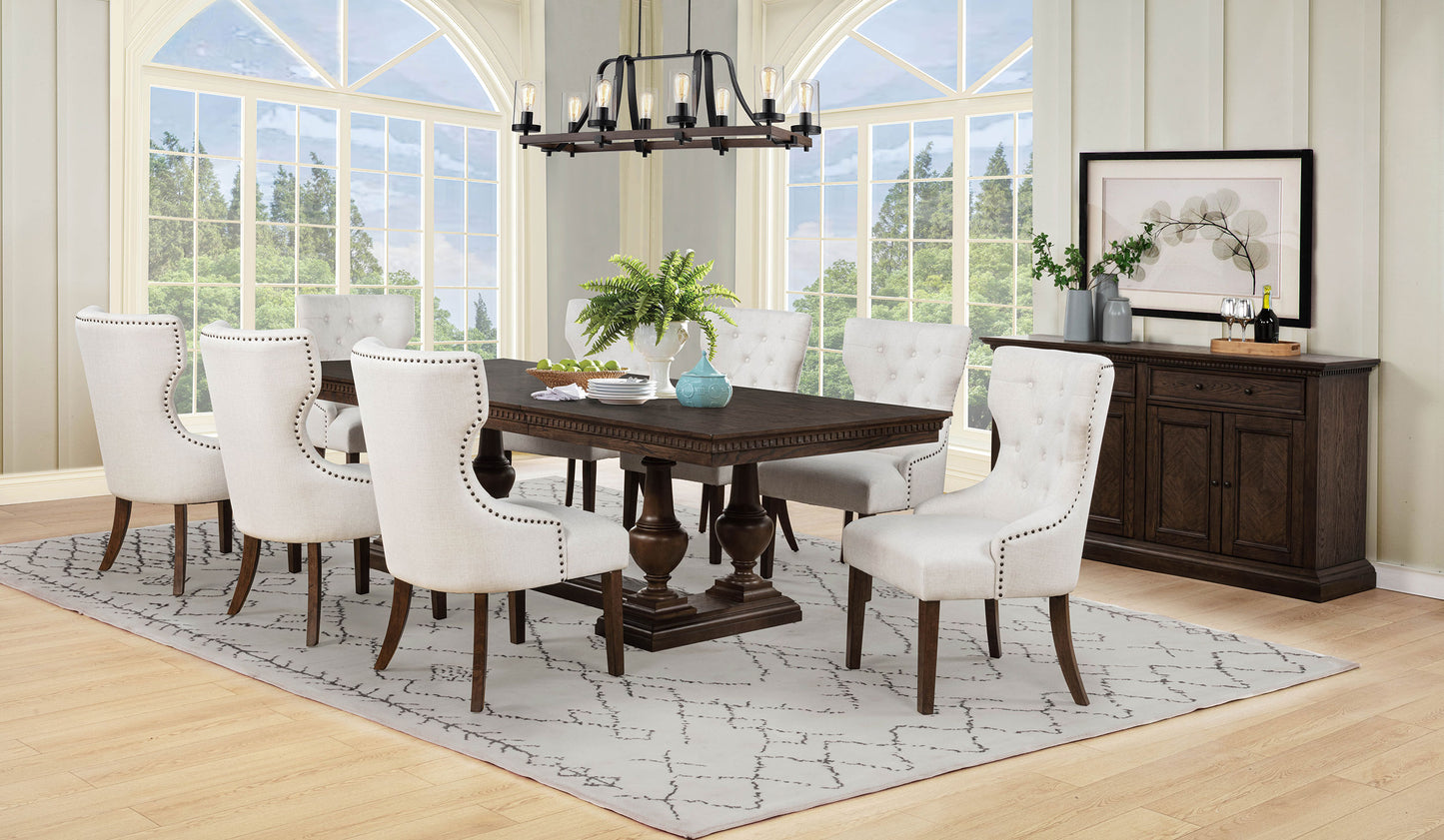 Baney Fabric Upholstered Dining Side Chair Cream and Dark Oak