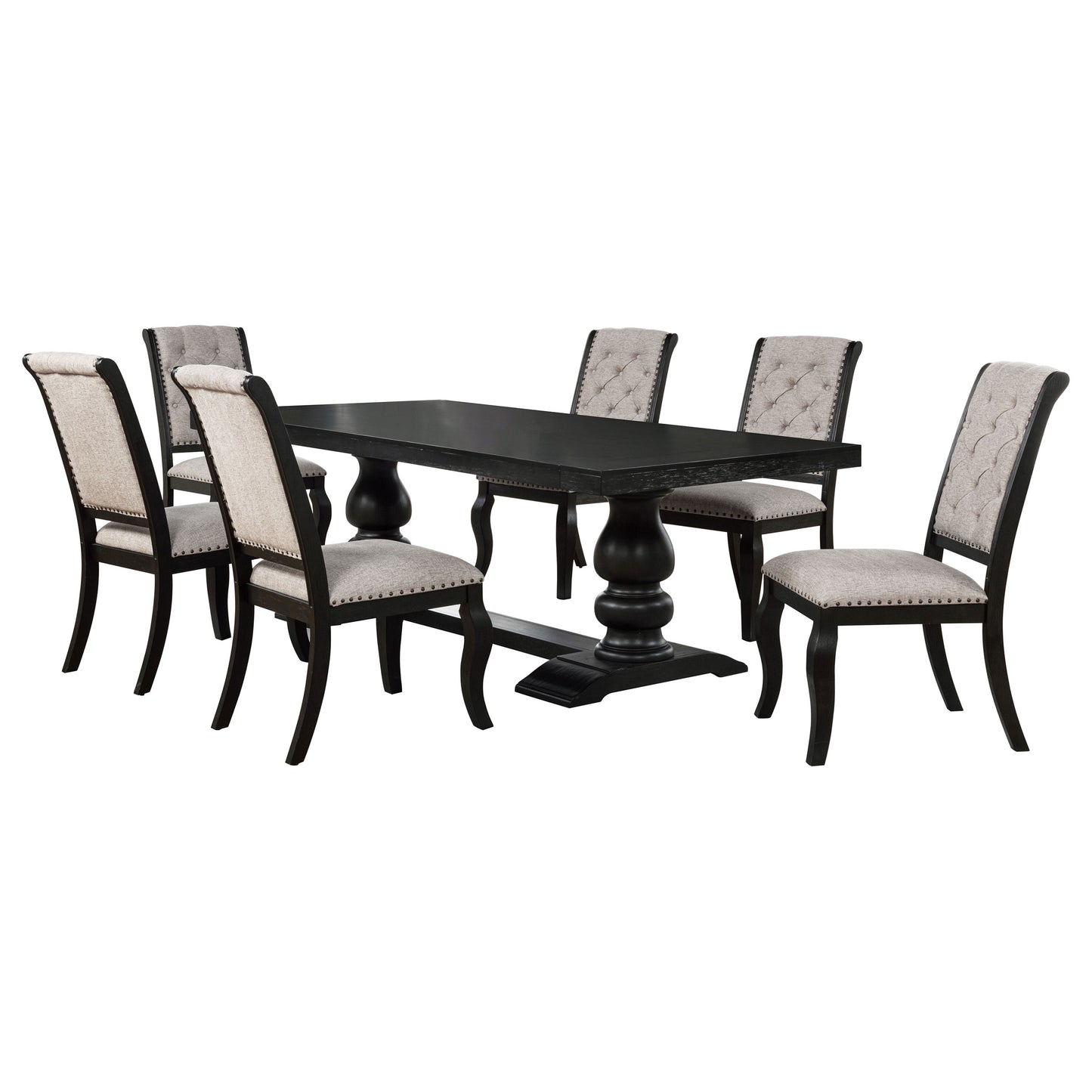 Phelps 7-piece Rectangular Dining Table Set Distressed Noir