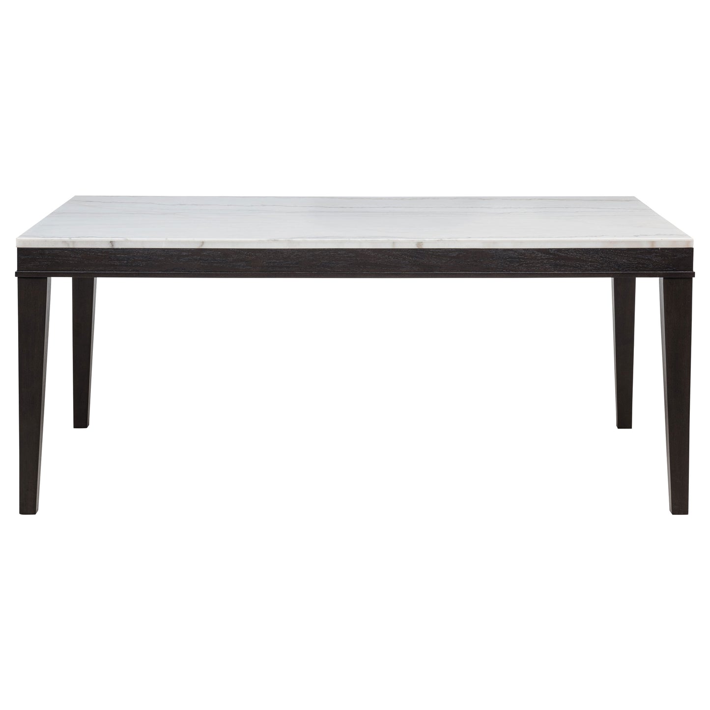 Averill 72-inch Rectangular White Marble Top Dining Table Coffee Bean