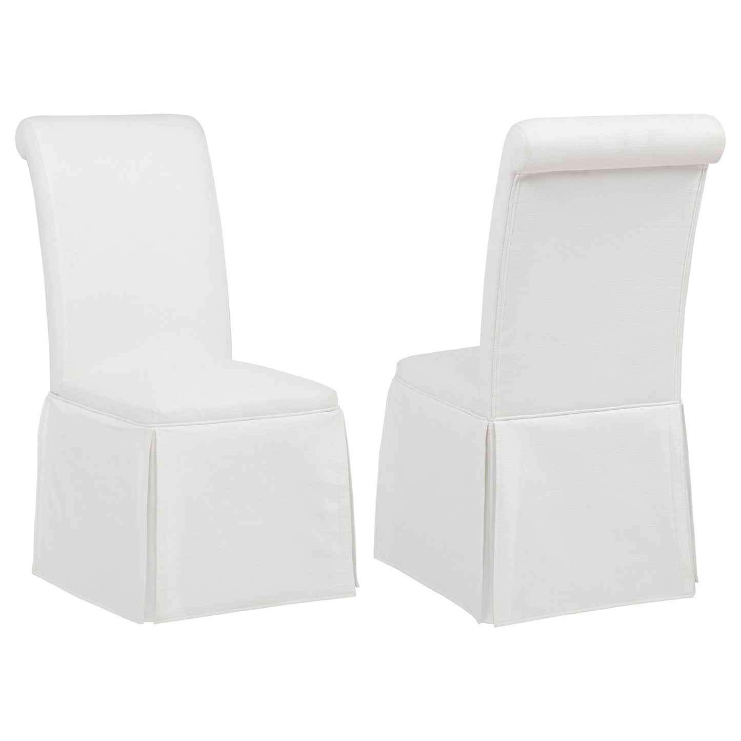 Shawna Upholstered Skirted Side Chair White (Set of 2)