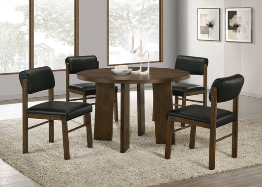 Strouse 5-piece Dining Set Black and Walnut