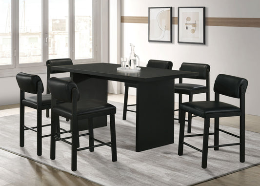 Decker 7-piece 70-inch Rectangular Counter Height Dining Set Black