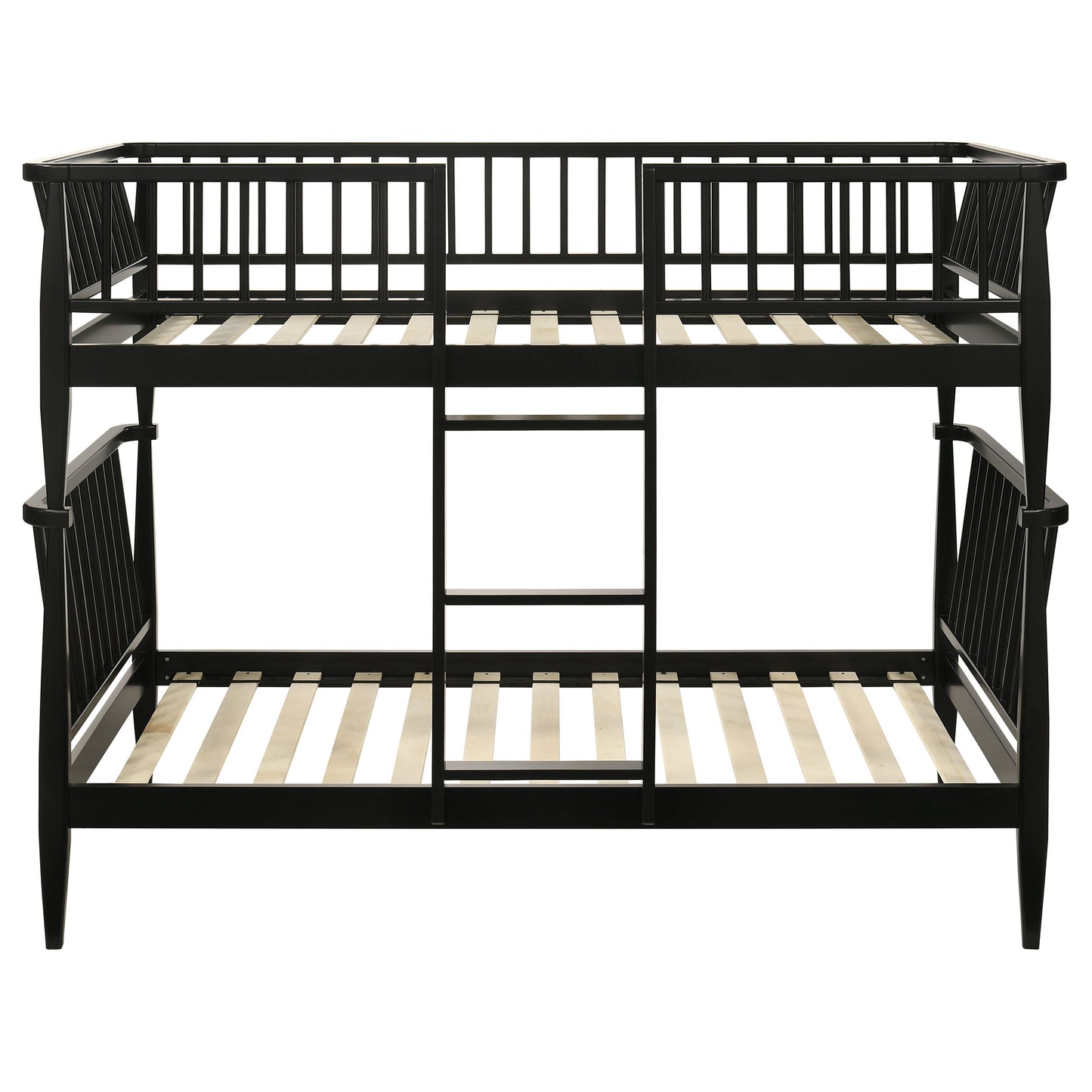 Abram Windsor Twin Over Twin Wood Bunk Bed with Ladder Black