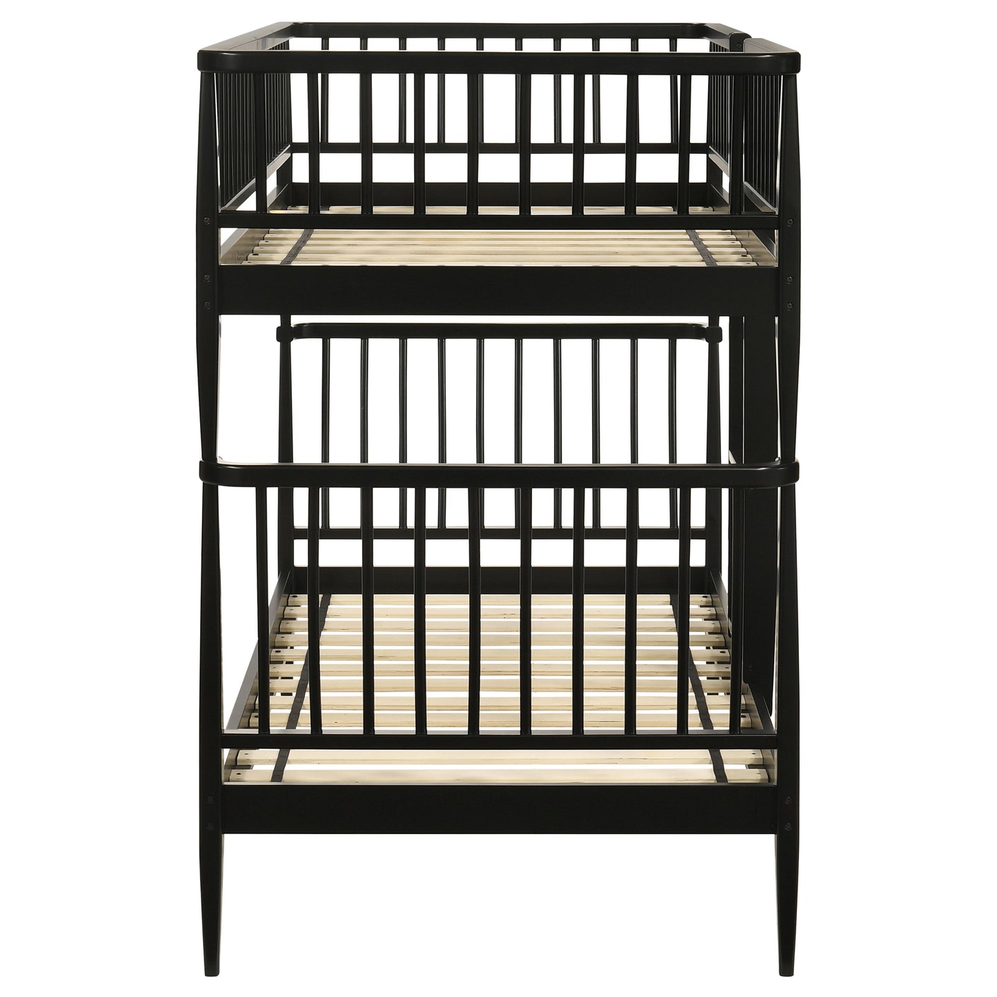 Abram Windsor Twin Over Twin Wood Bunk Bed with Ladder Black