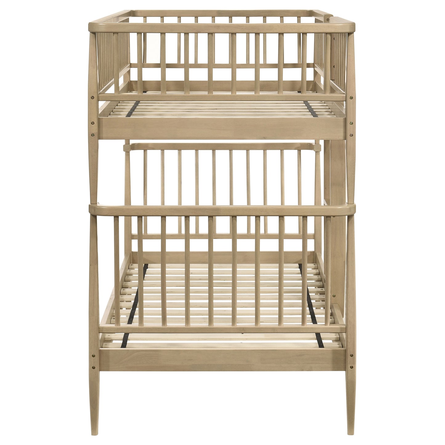 Abram Windsor Twin Over Twin Wood Bunk Bed with Ladder Almond