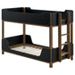 Morris Twin Over Twin Wood Bunk Bed with Ladder Walnut and Black