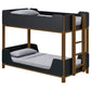 Morris Twin Over Twin Wood Bunk Bed with Ladder Walnut and Black