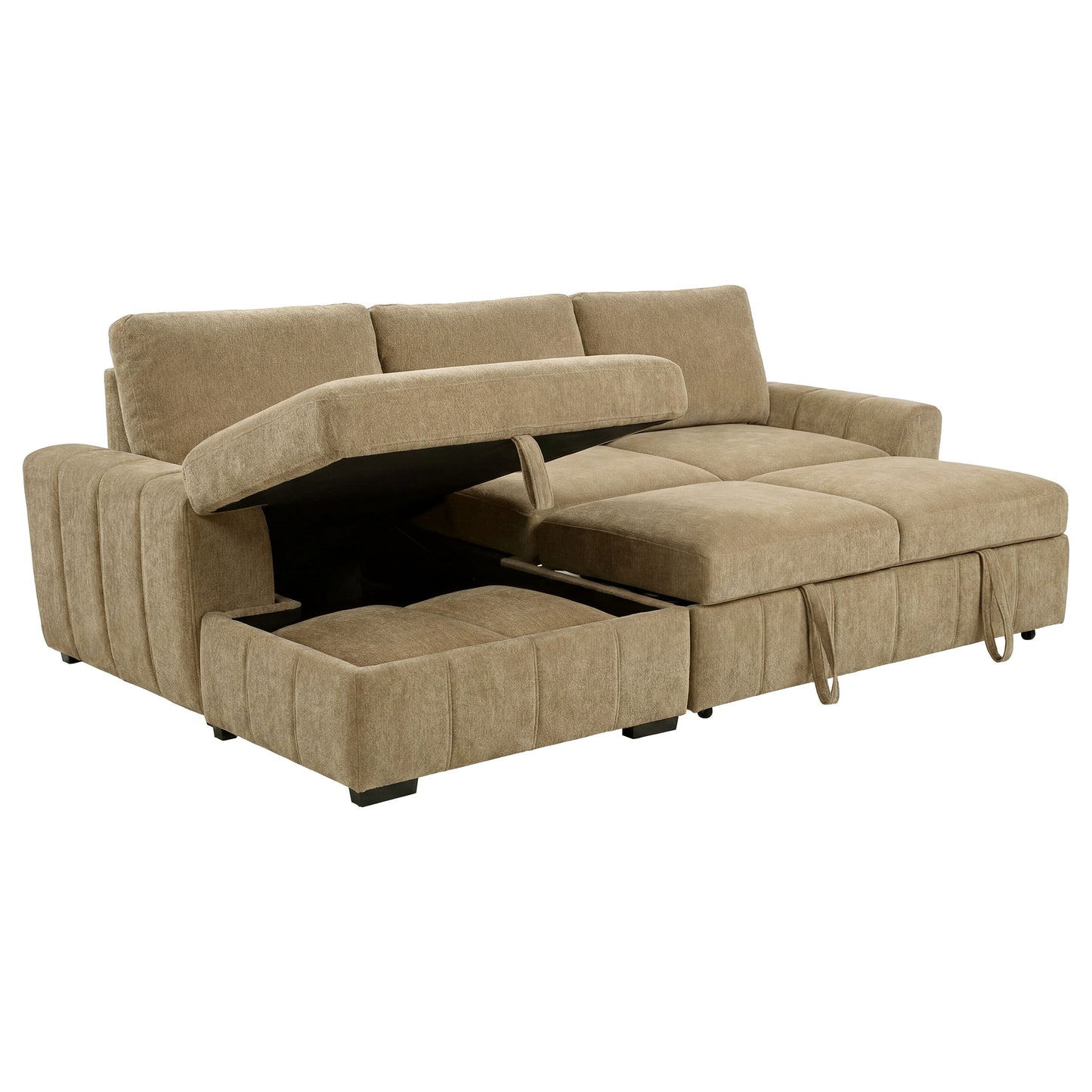 Pastrana Upholstered Sleeper Sectional Sofa LAF Chaise Camel