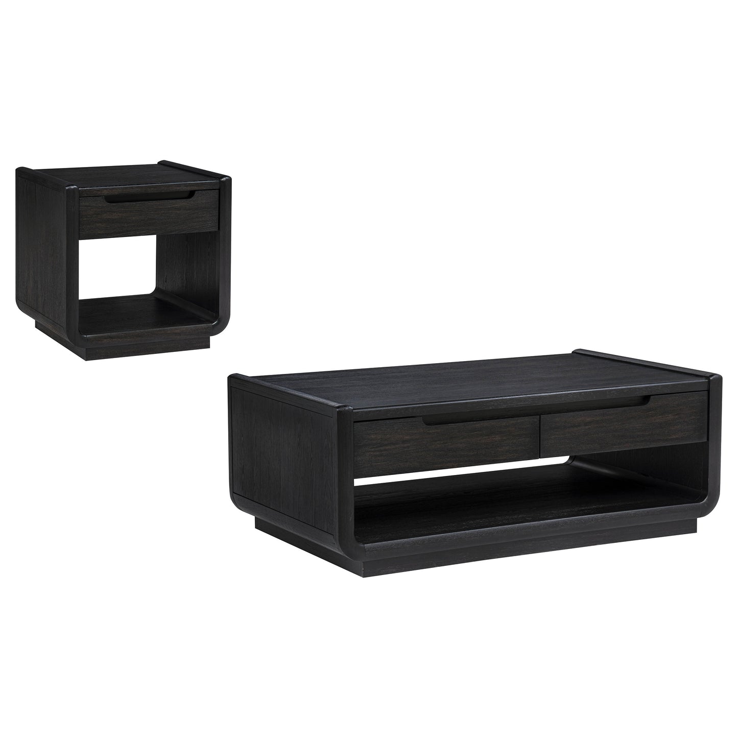 Leandro 2-piece Wood Coffee and End Table Set Burnished Black