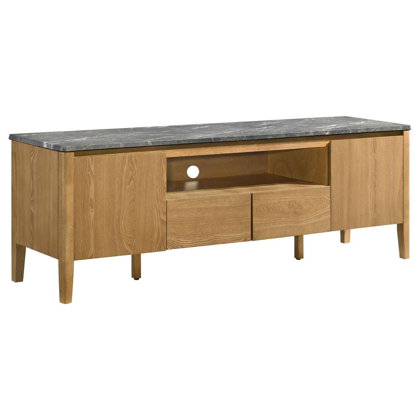 Bradley 63-inch 2-Door SmartTop™ TV Stand Grey and Natural