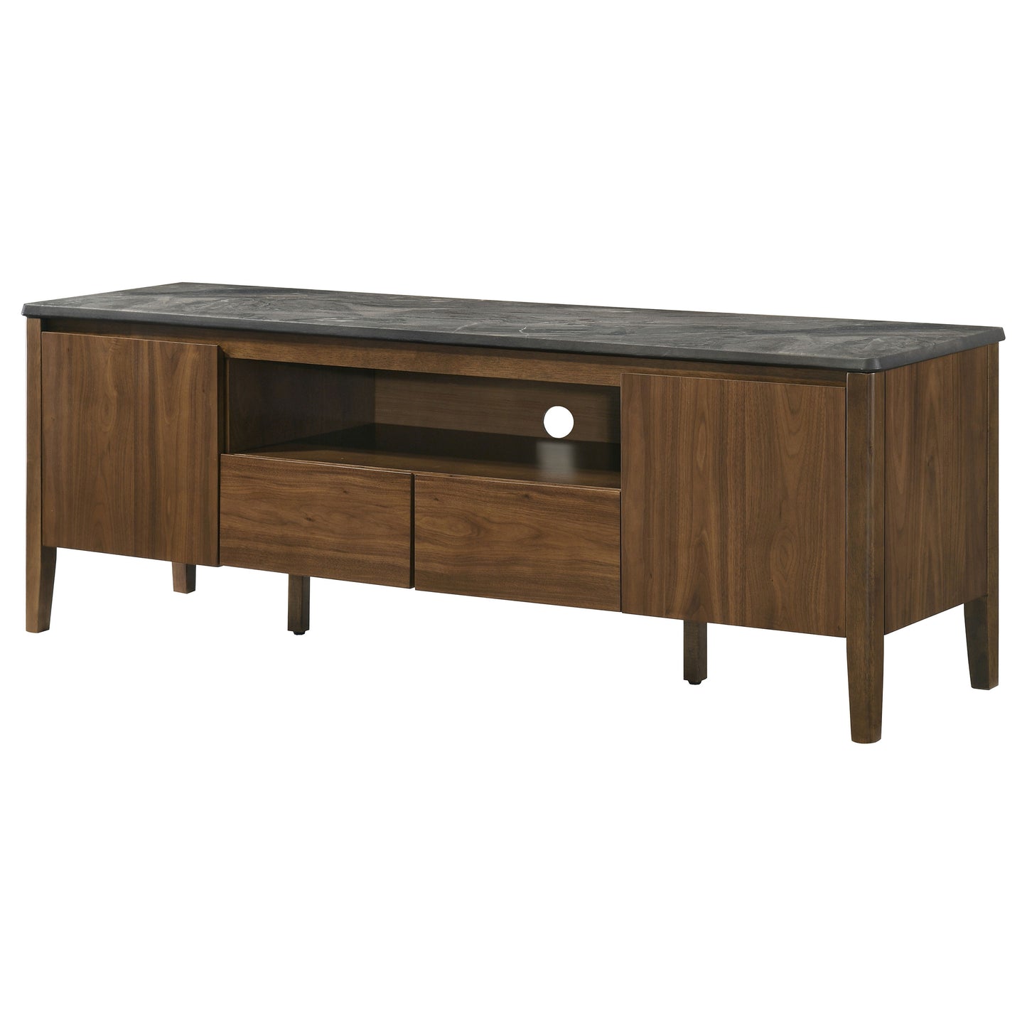 Bradley 63-inch 2-Door SmartTop™ TV Stand Smokey Grey and Brown