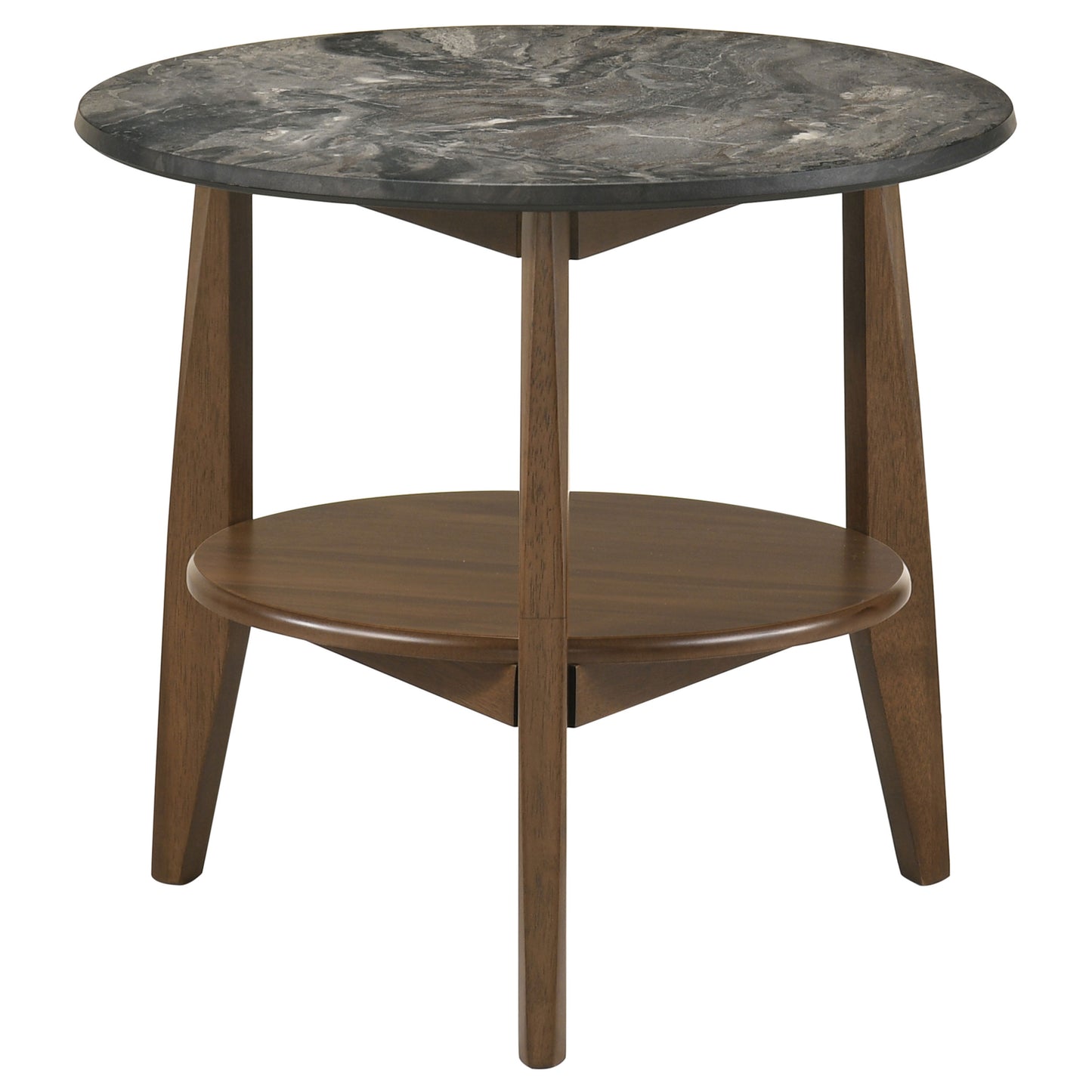 Bradley Round SmartTop™ End Side Table Smokey Grey and Dark Brown