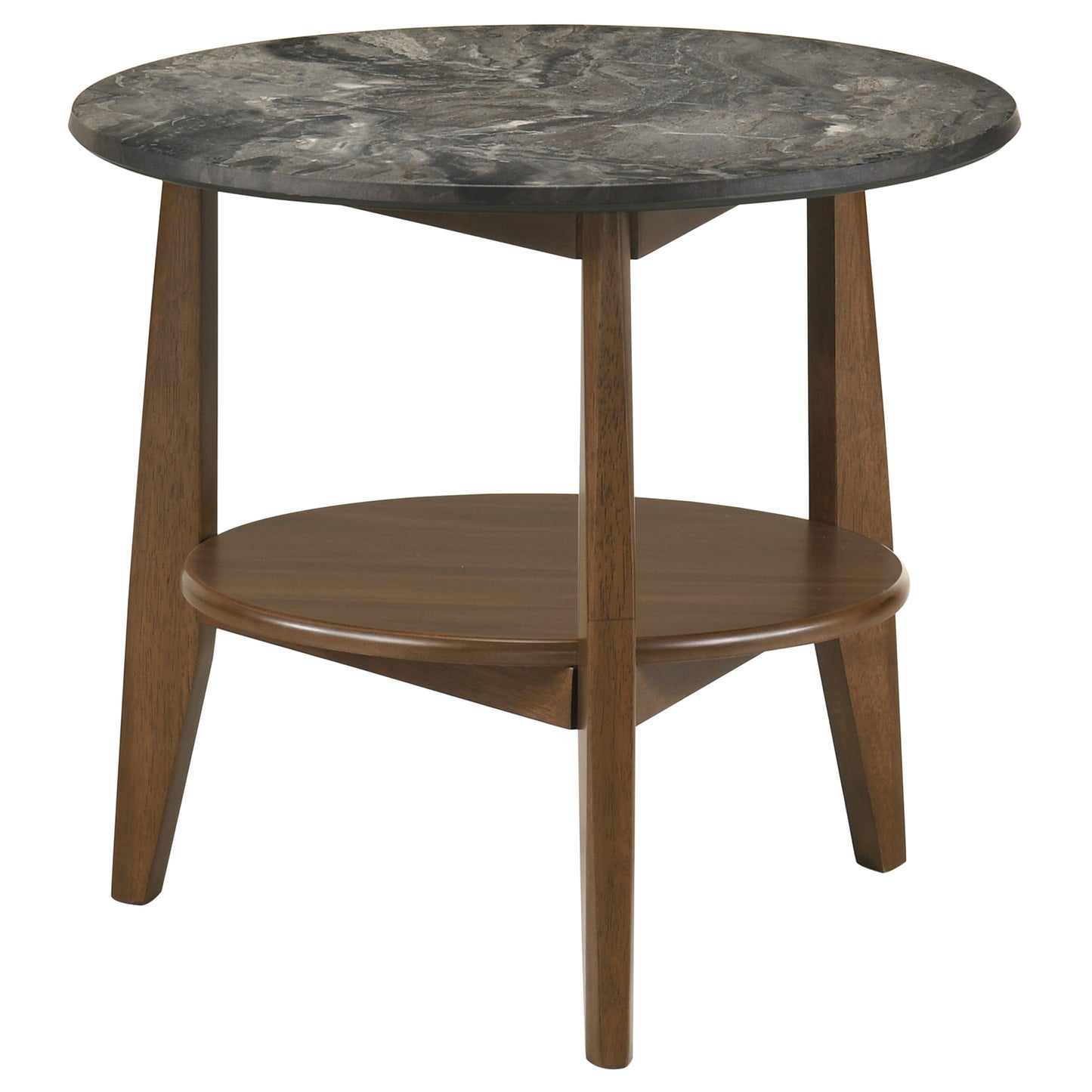 Bradley Round SmartTop™ End Side Table Smokey Grey and Dark Brown