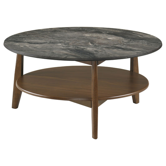 Bradley Round SmartTop™ Cocktail Coffee Table Smokey Grey and Brown