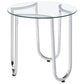 Beller Round Tempered Glass Top End Side Table Chrome