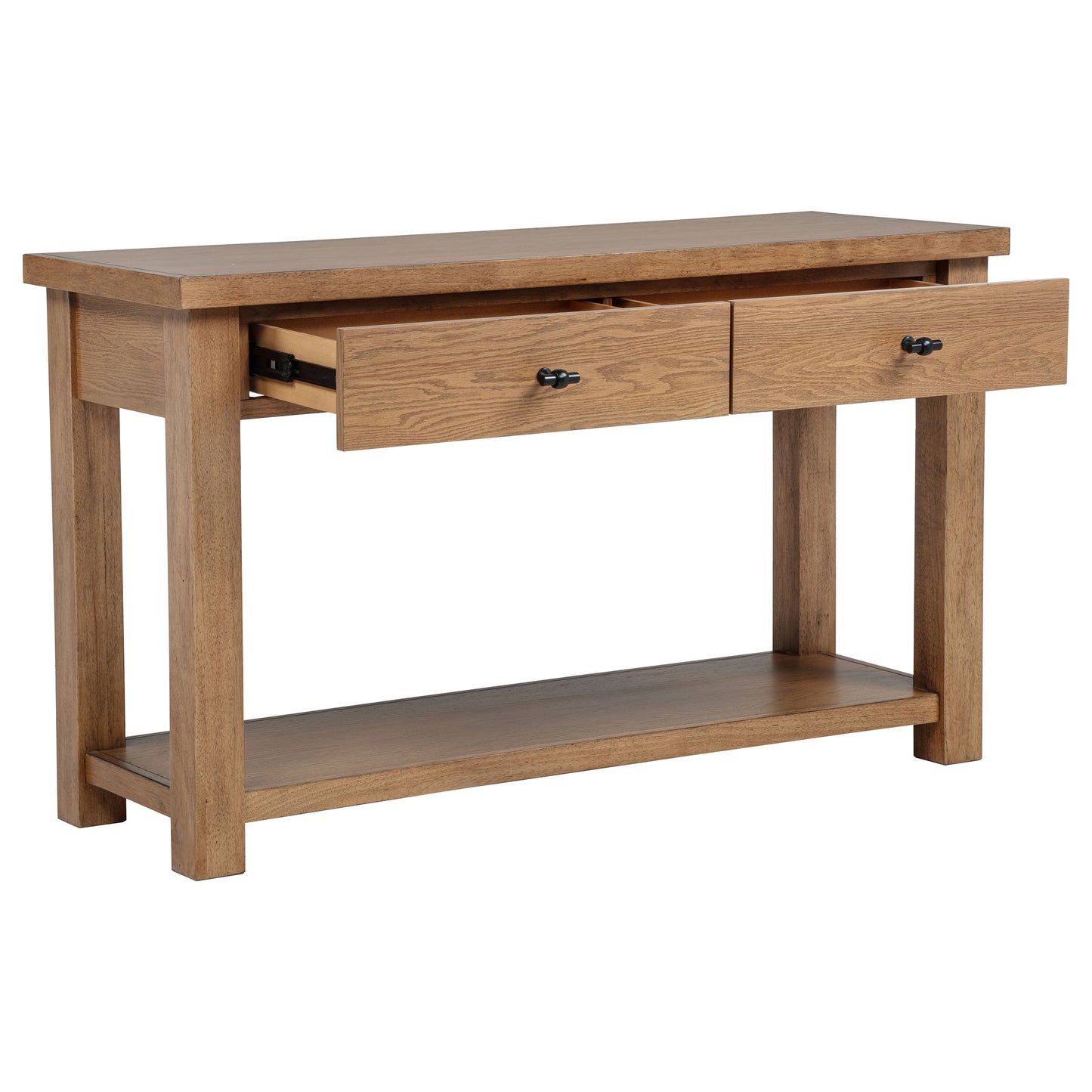 Beasley 2-Drawer Wood Console Table Golden Oak