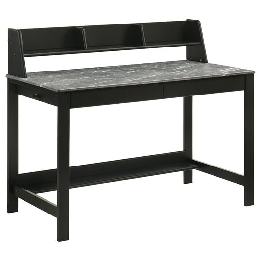 Besler 47-inch SmartTop™ Writing Desk with Shelf Grey Stone and Black