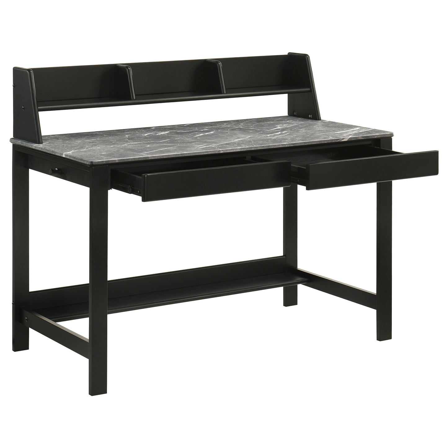 Besler 47-inch SmartTop™ Writing Desk with Shelf Grey Stone and Black