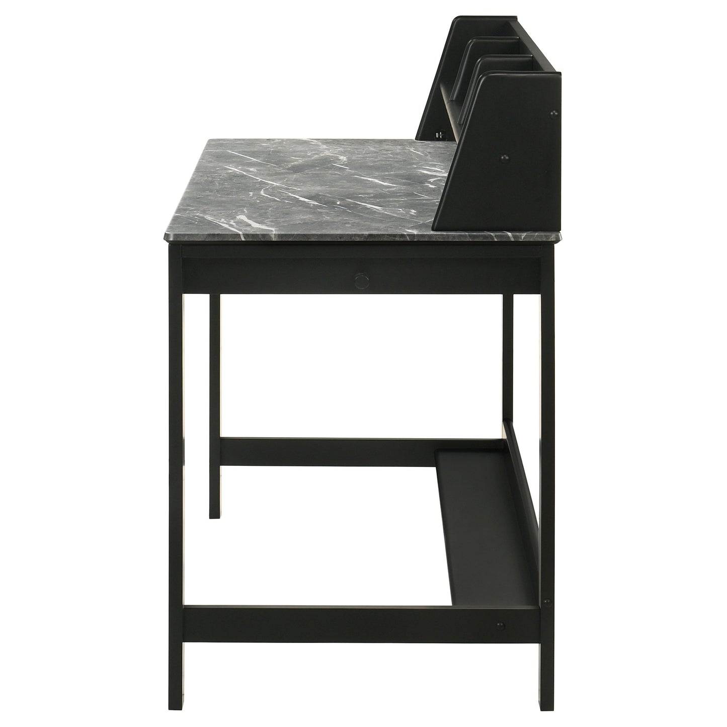 Besler 47-inch SmartTop™ Writing Desk with Shelf Grey Stone and Black