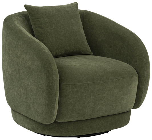 Arnaud Chenille Upholstered Swivel Accent Chair Green