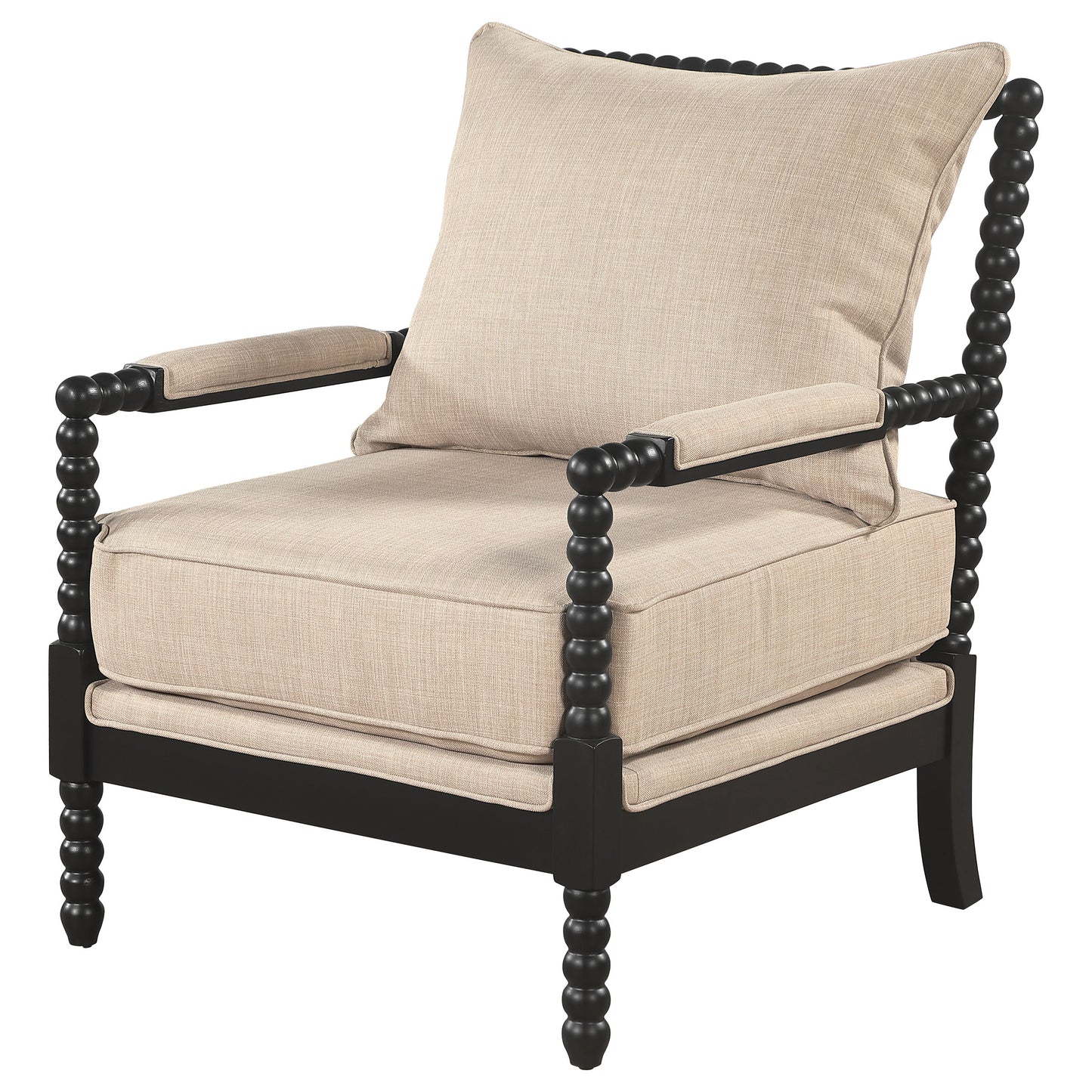 Blanchett Upholstered Bobbin Accent Chair Beige and Black