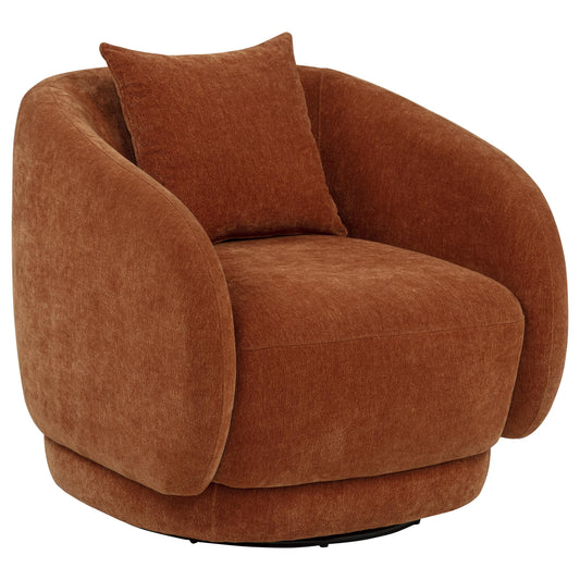 Arnaud Chenille Upholstered Swivel Accent Chair Burnt Orange