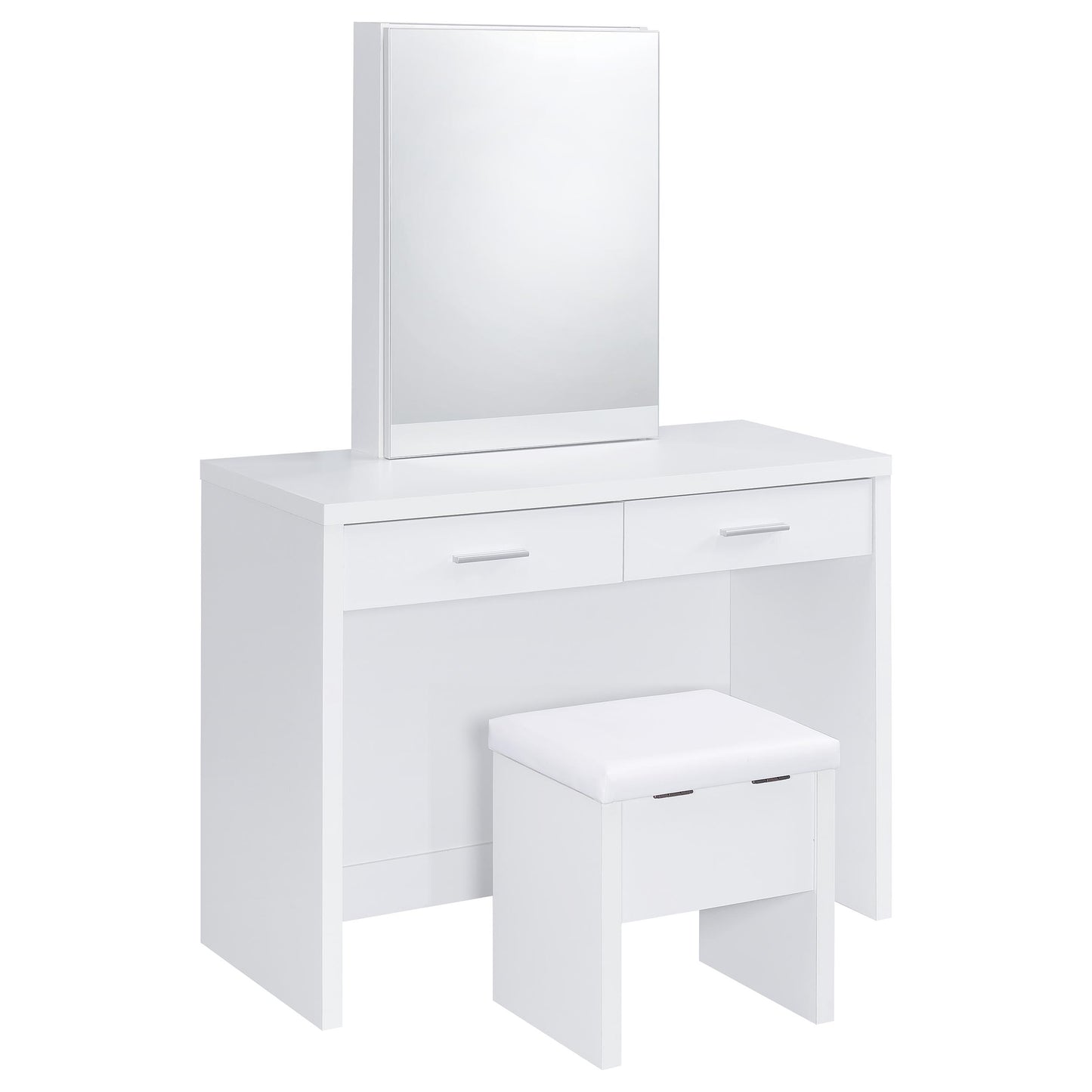 Bunbury Makeup Vanity Table Set Storage Mirror and Stool White