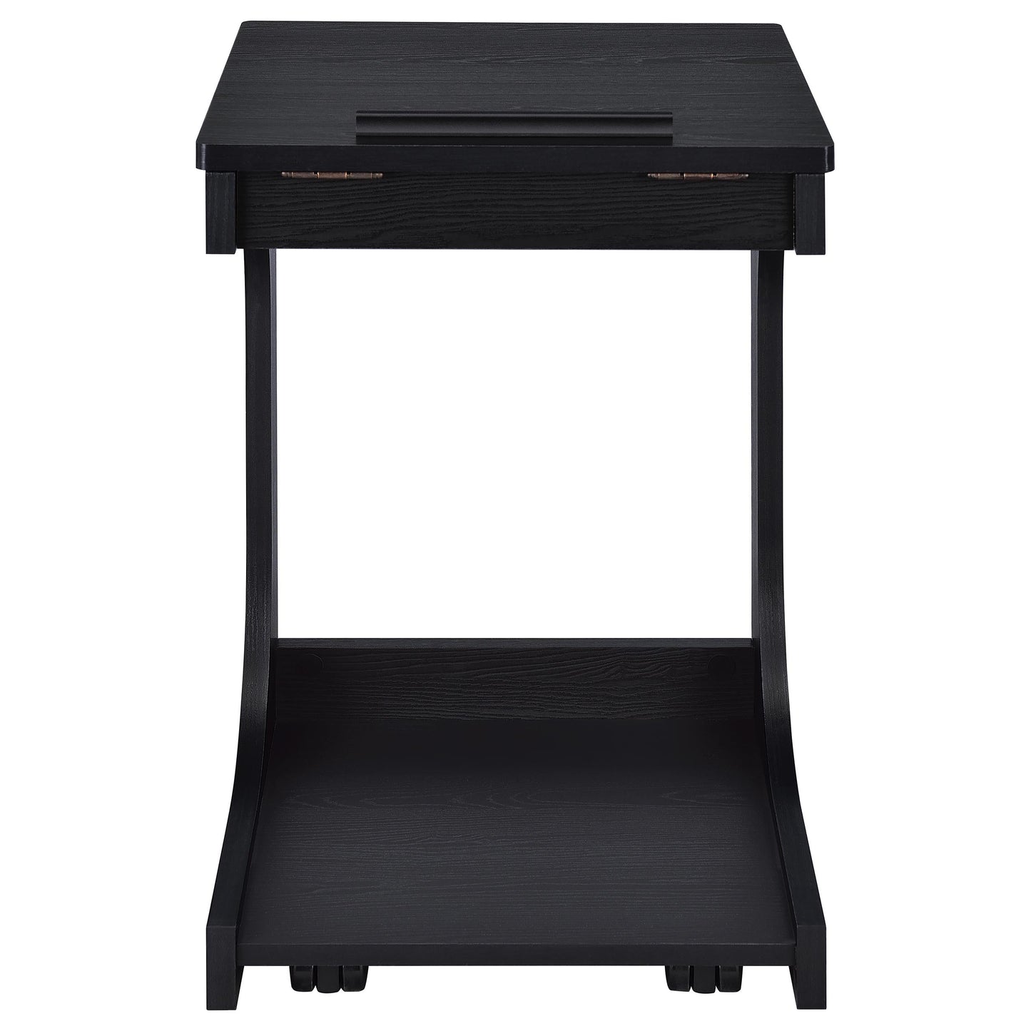 Ralston C-Shaped Lift-Top Sofa Side Table With Casters Black