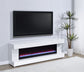 Mallory TV Stand Fireplace Console Bluetooth Speaker White High Gloss