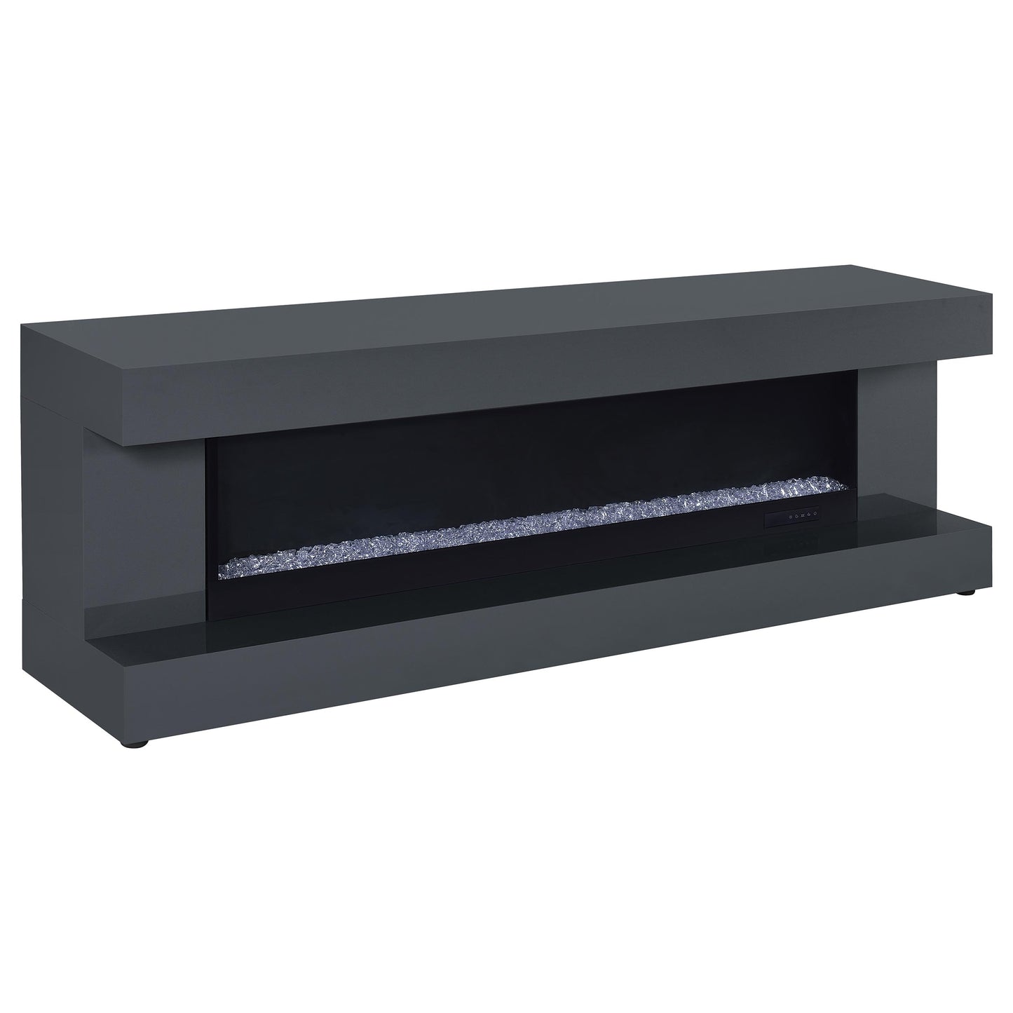 Mallory TV Stand Fireplace Console Bluetooth Speaker Grey High Gloss