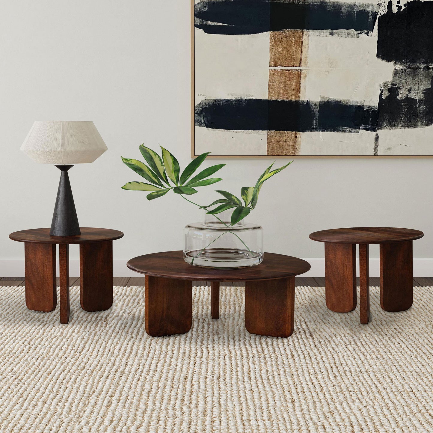 Dale 3-piece Solid Wood Coffee and End Table Set Brown