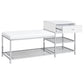 Siega 1-Drawer Shoe Storage Entryway Bench White High Gloss and Chrome