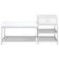 Siega 1-Drawer Shoe Storage Entryway Bench White High Gloss and Chrome