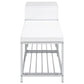 Siega 1-Drawer Shoe Storage Entryway Bench White High Gloss and Chrome