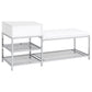 Siega 1-Drawer Shoe Storage Entryway Bench White High Gloss and Chrome
