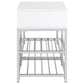 Siega 1-Drawer Shoe Storage Entryway Bench White High Gloss and Chrome