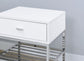 Siega 1-Drawer Shoe Storage Entryway Bench White High Gloss and Chrome