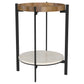 Adhvik Round End Side Table Marble Shelf Natural and Black