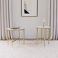 Baldwin Round Marble Top Side Table White and Gold
