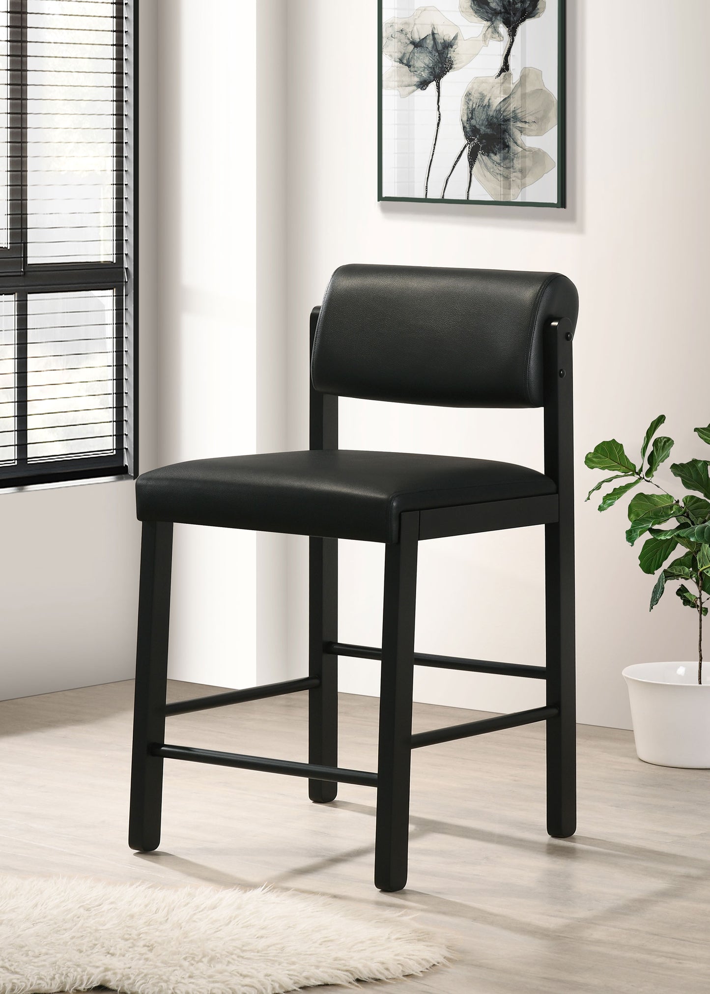 Kehoe Upholstered Counter Height Chair Black (Set of 2)