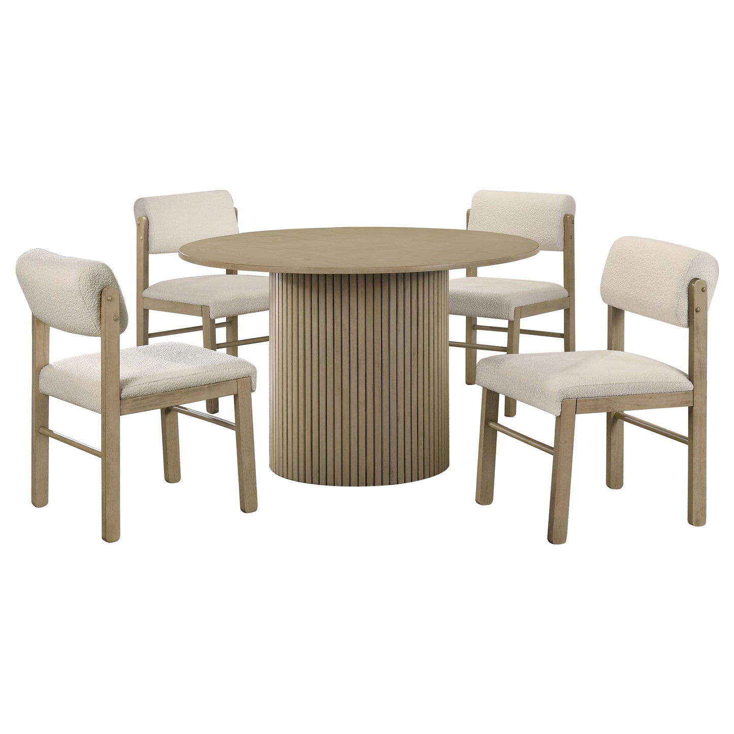 Hamlyn 5-piece Round Wood Dining Set Cream and Natural Oak