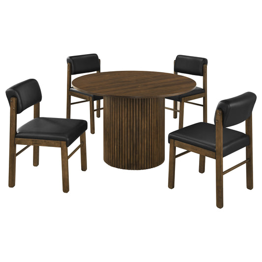 Hamlyn 5-piece Round Wood Dining Set Black and Walnut