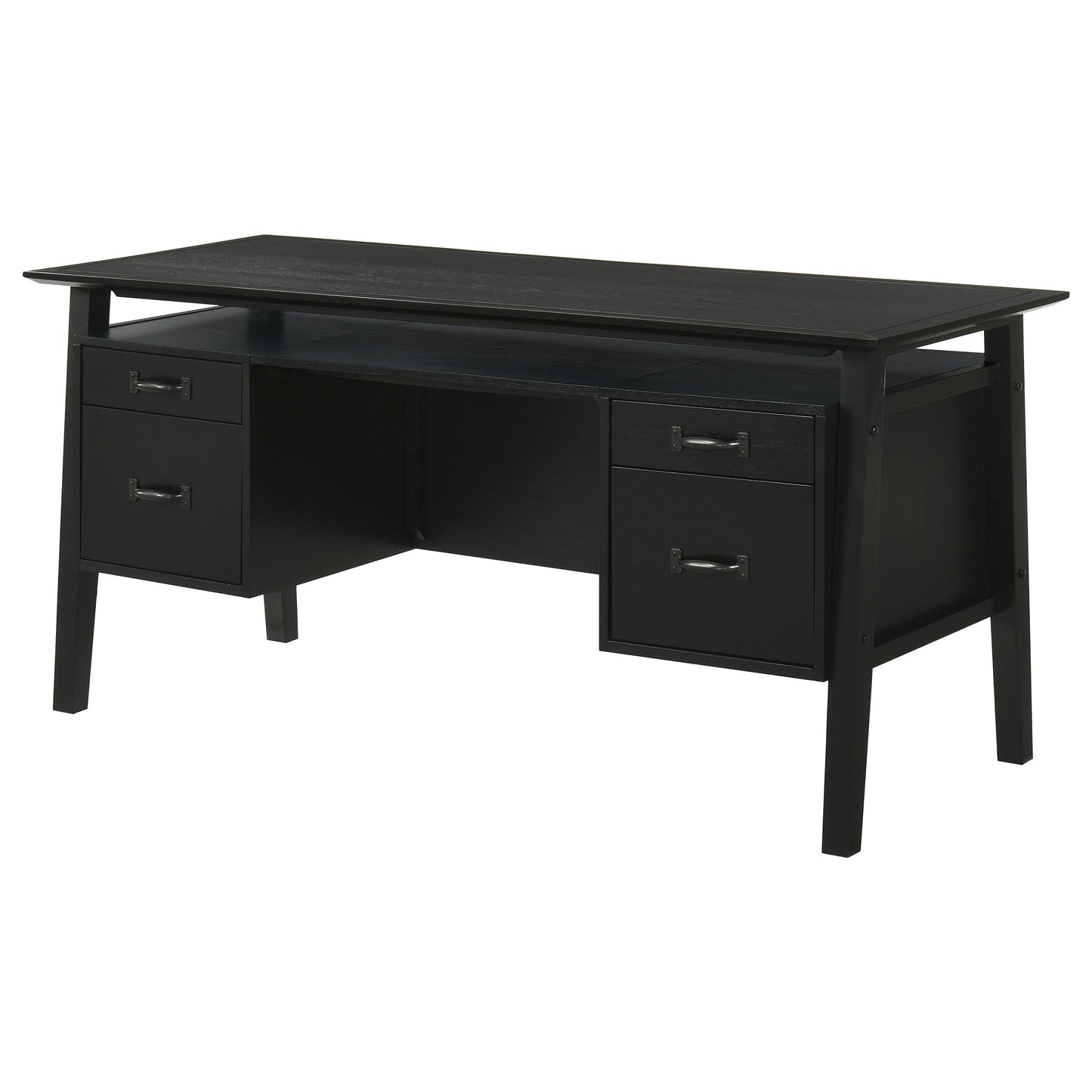 Goodson 64-inch 4-Drawer Double Pedestal Computer Desk Black