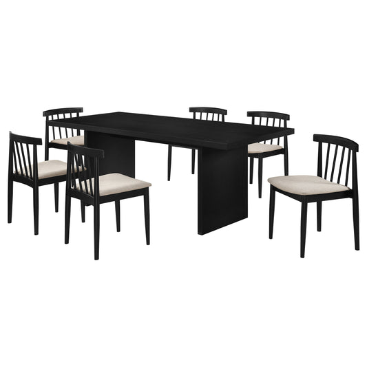Decker 7-piece 82-inch Rectangular Dining Set Wheat and Black