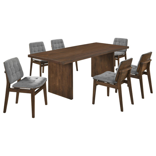 Decker 7-piece 82-inch Rectangular Dining Set Grey and Walnut