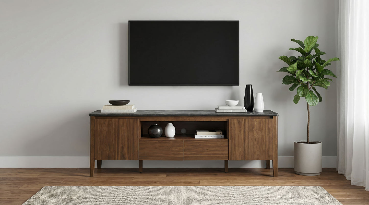 Bradley 63-inch 2-Door SmartTop™ TV Stand Smokey Grey and Brown