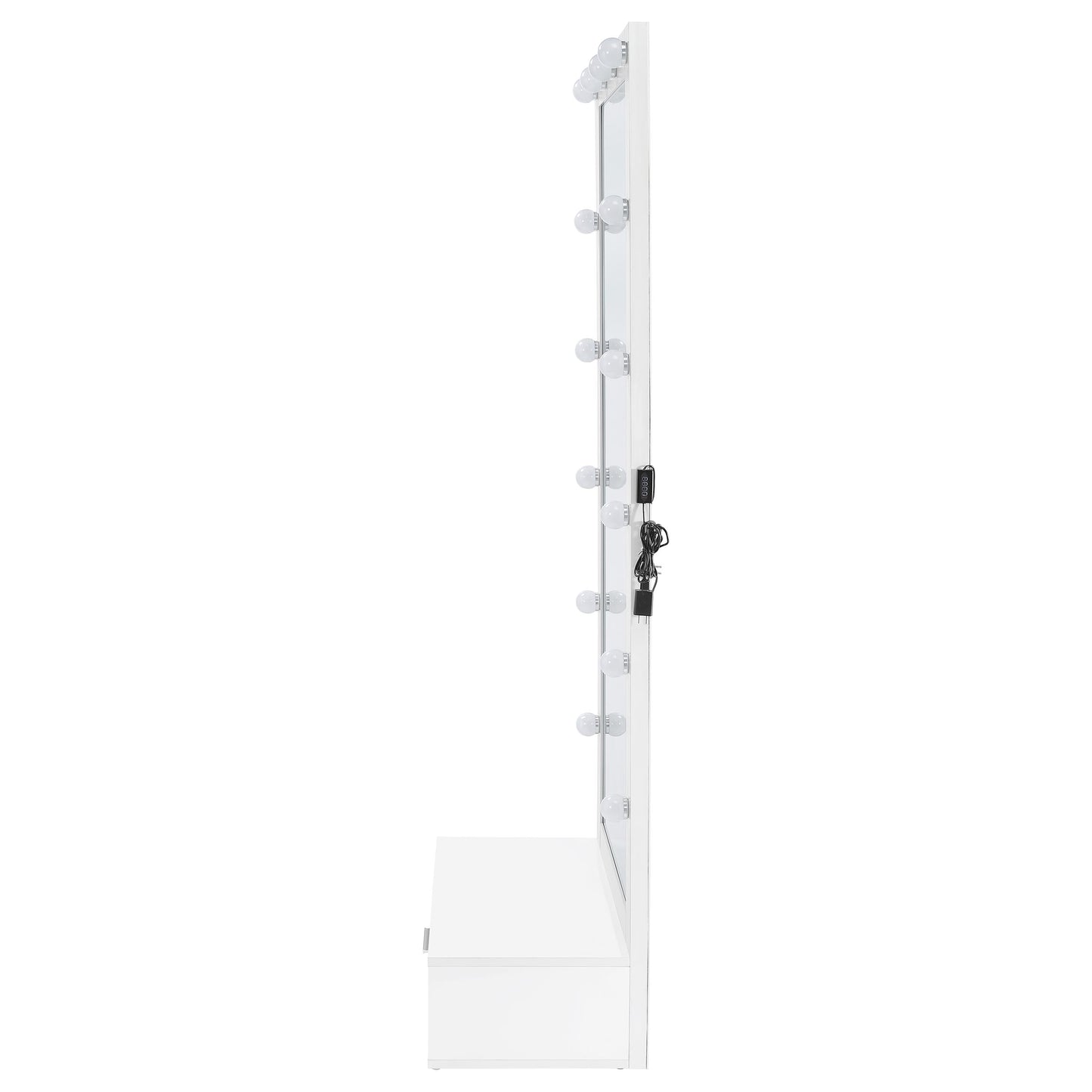 Spector 1-drawer Lighted Full-Length Floor Mirror White High Gloss