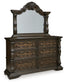 Maylee King Canopy Bed, Dresser, Mirror, Chest and Nightstand