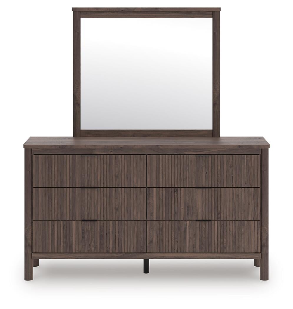 Cadmori Full Upholstered Panel Bed, Dresser, Mirror and Nightstand